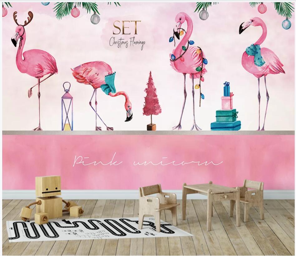 

3d wallpaper custom photo mural on the wall Pink flamingo kids room home decor living room photo wallpaper for walls 3 d, Non-woven