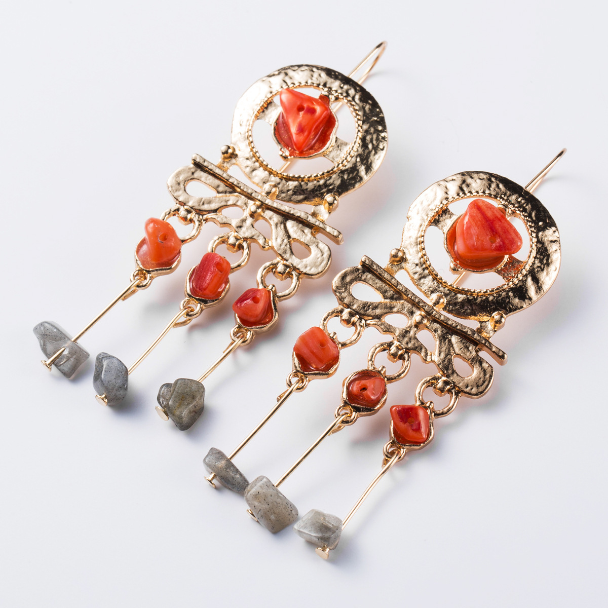 

Exaggerated alloy natural stone earring earrings women's court wind earring earrings