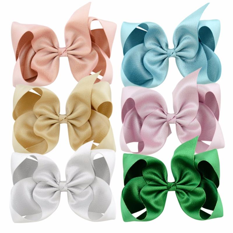 

1piece Beauty Colorful 6 Inch Grosgrain Ribbon hair Bows Accessories With Clip Boutique Bow Hairpins Hair Ornaments 815, 23