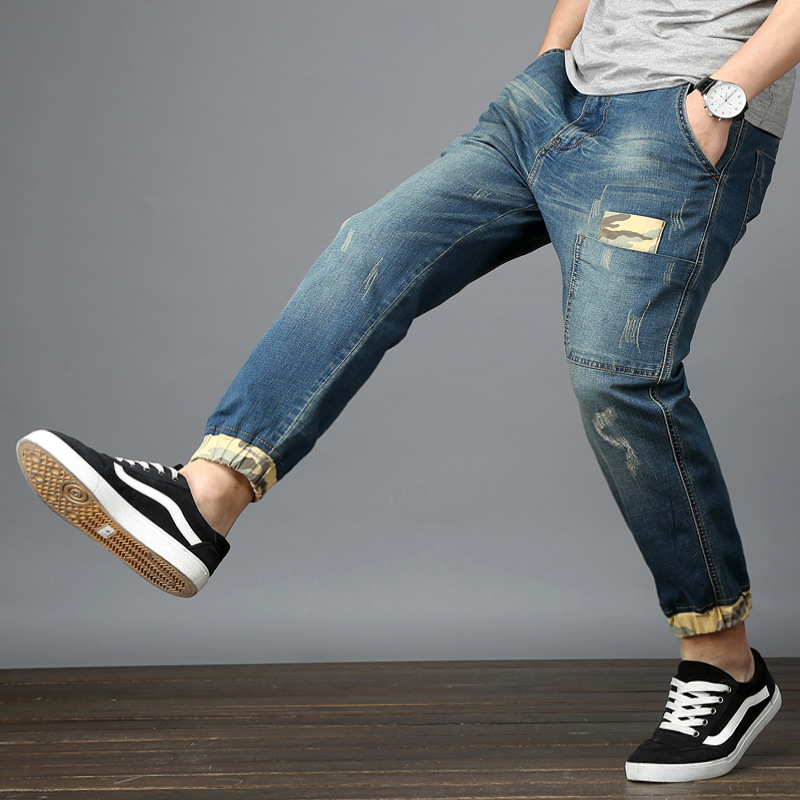 

Large size -48 stretch jeans long men elastic all season jeans oversized blue pants cotton pants brand high quality man, Black