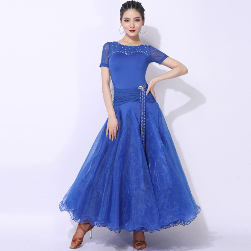 

Blue Black Modern dance dress new sexy women ballroom dance dress big swing waltz costumes