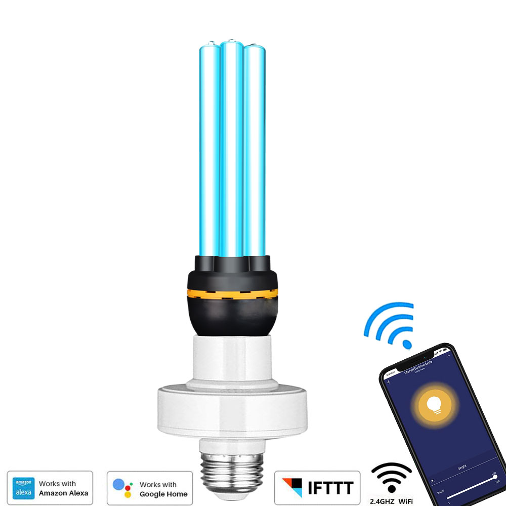 

UV Germicidal Light Ultraviolet Disinfection,Wifi Control UVC Bulb Lamp, Kills 99.9% of Bacteria Mold Germ, E27 110V/220V 15W/25W/36W