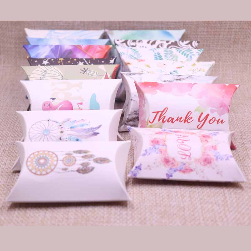 

10pcs 2020 New DIY Candy Box Gift Catch Dream Design Birthday Paper Box Pillow Products Cardboard Jewelry Packing Hand Make