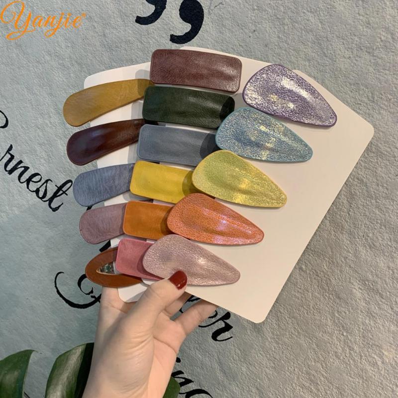 

Set New Arrival Girl Funky Leather Barrette Hair Style Women DIY Hair Accessories Headwear Clip 2020