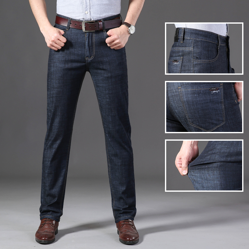 

Male Jeans Men's Jean Homme Denim Pants Trousers Straight Black Business Jeans Plus Size 40