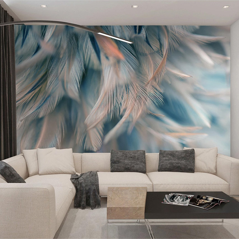

Custom Mural Wallpaper 3D Color Feather Fresco Living Room Bedroom Home Decor Backdrop Wall Painting Modern Art Papel De Parede, Fiber canvas