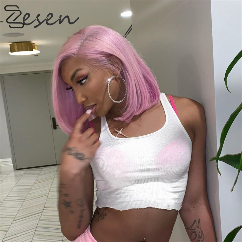 

NoEnName_ Null Synthetic Lace Front Wig Straight Hair Lace Wigs 13*4 For Black Women Ombre Pulple Hair Synthetic Lace Front Wig, Pink