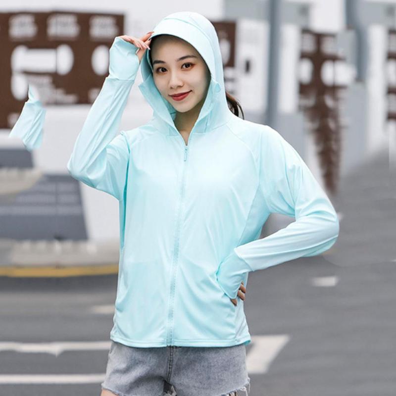 

2020 New Womens Sun Protective Hooded Coat Anti-UV Jacket Hat Summer Breathable Outdoor Cycling Sun Protection Jacket Top, Blue