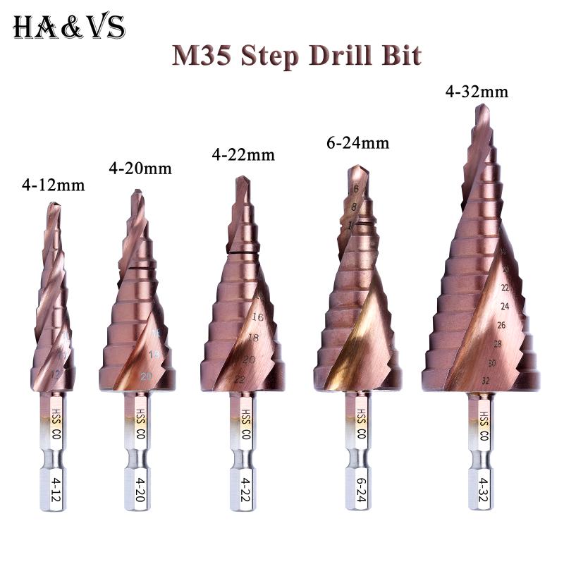 

M35 5% Cobalt HSS Step Drill Bit HSS CO HSSCO High-Speed Steel Cone Hex Shank Metal Drill Bits Tool Set Hole Cutter For Stainles