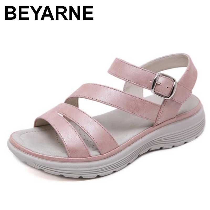 

BEYARNE New Women Shoes Comfortable Sandals Ladies Slip-on Wedge Sandals Sports Beach Walking Shoes Summer Fashionable Leisure, Pink
