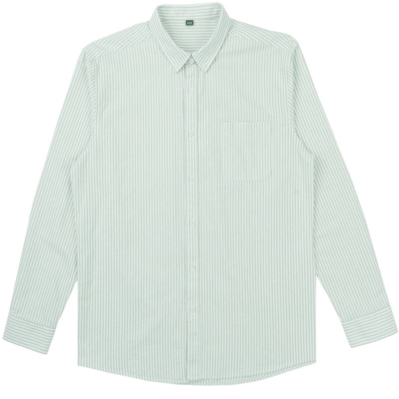 

Spring and Summer New Green White Vertical Stripe Shirt Men' Fashionable Cotton Long Sleeve Simple Casual Fashion Shirt Top, Red fit