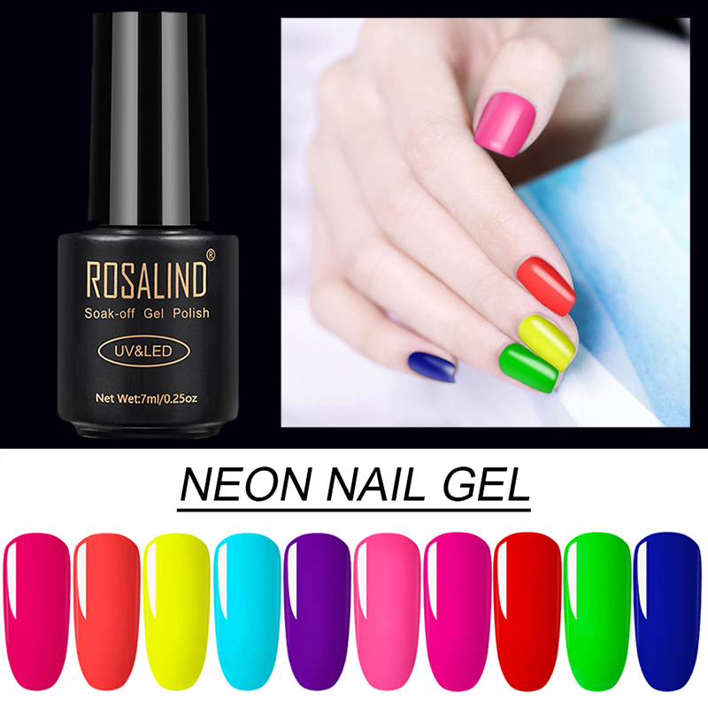 

Rosalind nails 7ml Neon Gel Varnish Hybrid Bright For Nail Art Semi Permanent UV Lamp Base Primer Gel Varnishes Nail Polish, Ra10