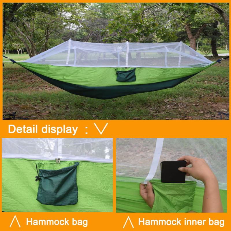 

Portable Double Swing Hammock Nylon Bed with Mosquito Net for CampingHiking ASD88