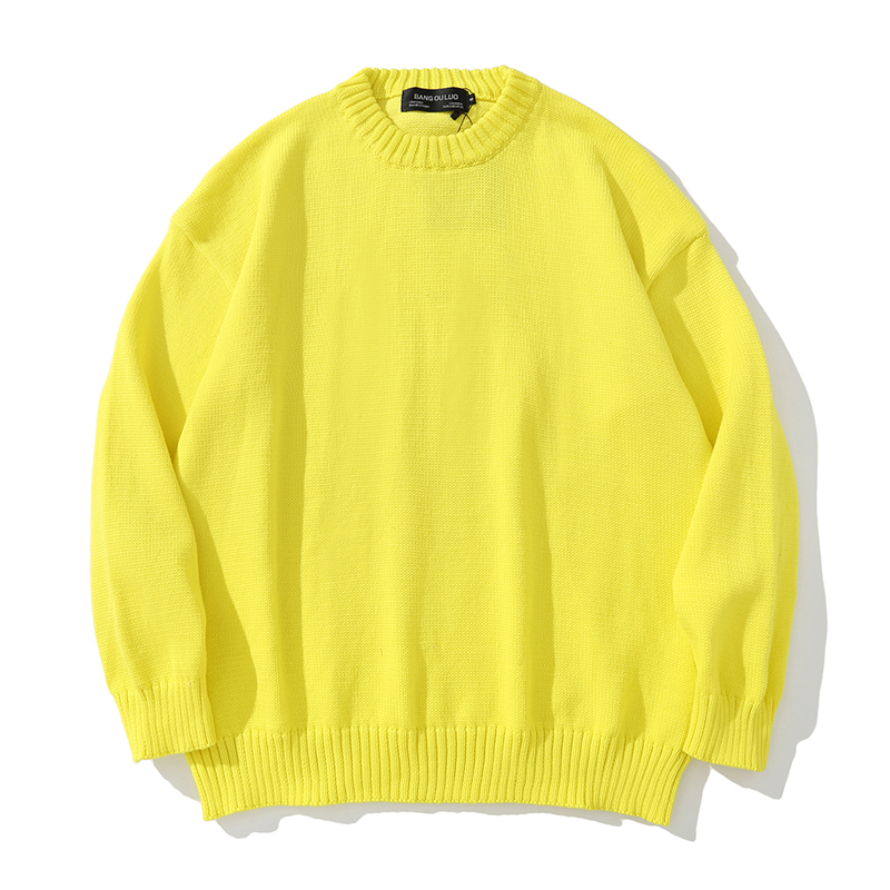 

Solid Color Knitted Sweater Men 2020 Autumn Plus Size Sweater Fashion Causal Loose Pullover Men' Clothing 11 Colors, Black