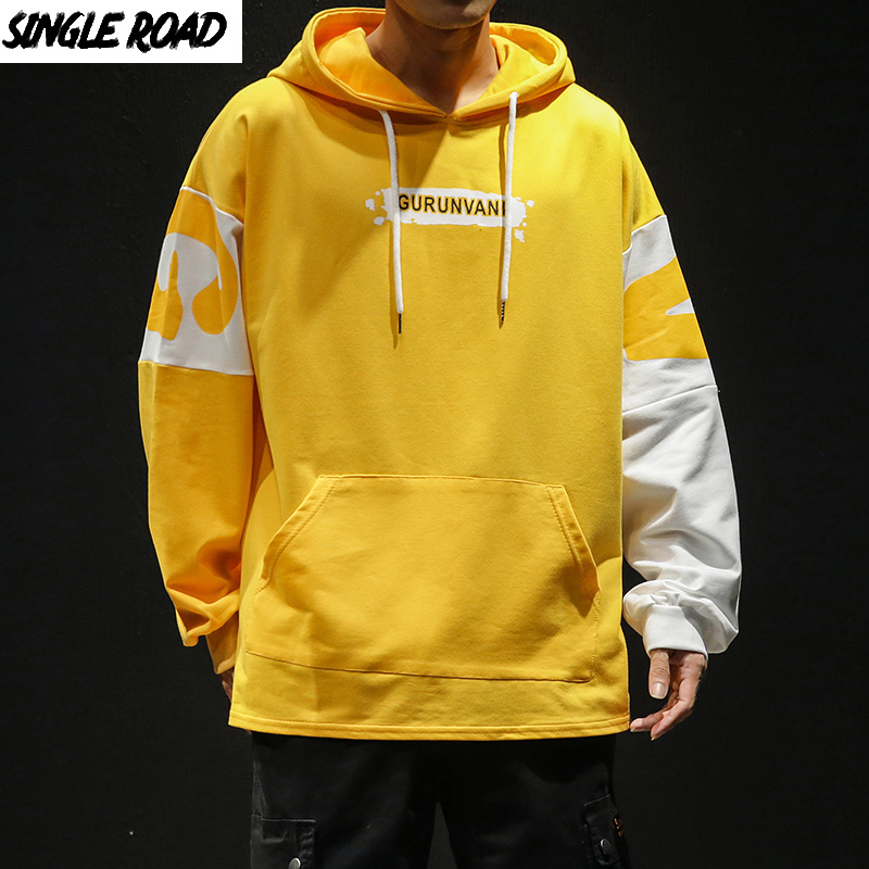 

SingleRoad Men's Oversized Hoodie 2020 Print Side Patchwork Hip Hop Harajuku Japanese Streetwear Men Hoodies Male Sweatshirts, Black hoodies men