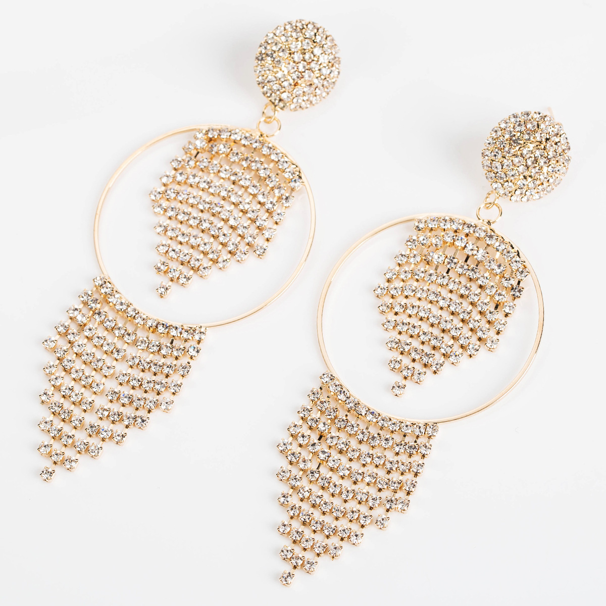 

Hot sale exaggerated earrings acrylic diamond long multi-layer tassel earrings women's earrings