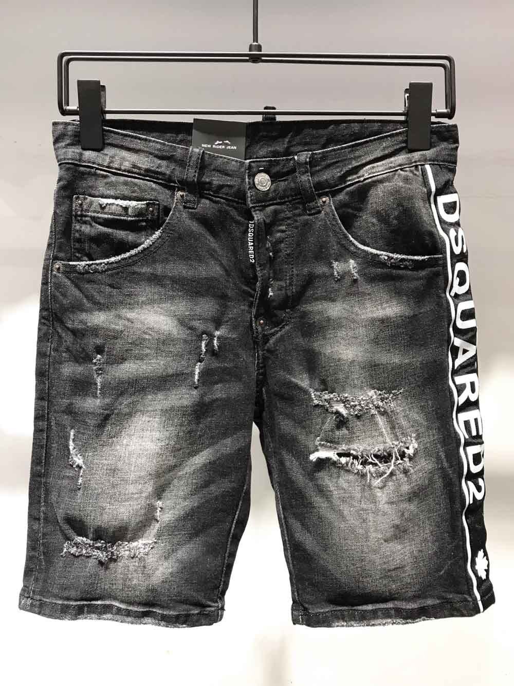 

Men's Badge Torn Stretch Black Jeans Fashion Slim Washed Motorcycle Jeans Paneled Hip Hop Pants 10200 Men's Ripped Denim Shorts