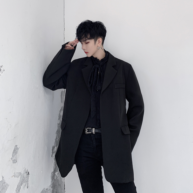 

Male Retro Fashion Japan Streetstyle Blazer Jacket Outerwear Men Belt Casual Suit Coat, W1912