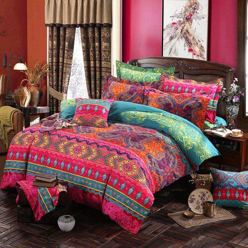 

Fashion Bohemian Style 100% Polyester Duvet Cover Sets 1 Quilt Cover + 1/2 Pillowcases US/EU/AU Size, Purple