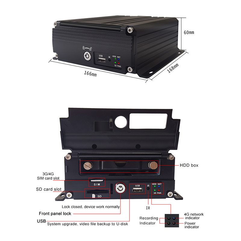 

AHD 1080P GPS 4G WIFI car dvr 4 channel SD card hard disk monitoring mobile dvr 2 million pixels 8~36V wide voltage host