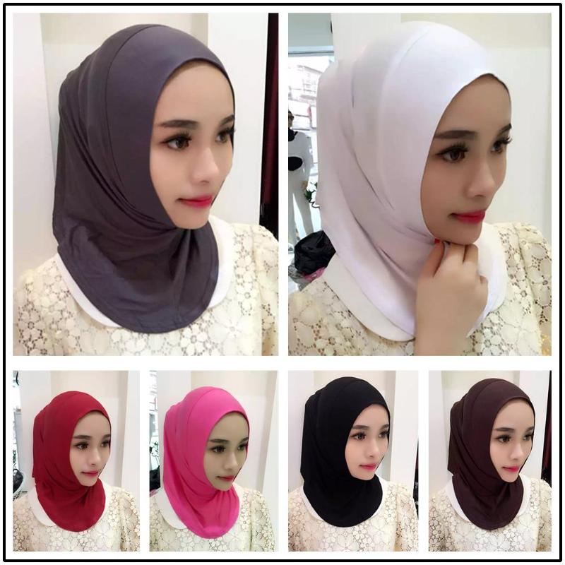

Women Muslim Inner Hijab Headwear Turban Caps Underscarf Arab Ninja Hats Cotton Full Over Islamic Elastic Underscarf Comfortable