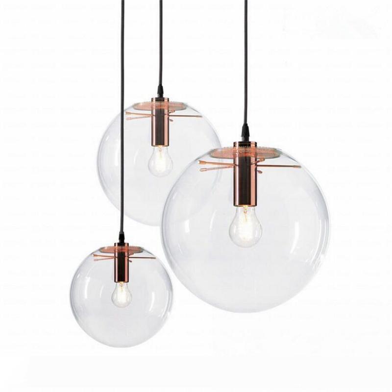 

Glass Chandelier led Lights 15cm 20cm 25cm 30cm Circular Glass Lampshade Loft Chandelier Modern E27 110V 220V Pendant Lighting