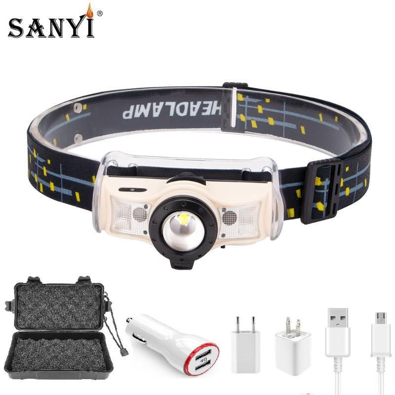 

Portable Headlamp Infrared Sensor Headlight 4 Modes L2 LED USB Rechargeable 18650 Head Zoom Torch headlight headlamp