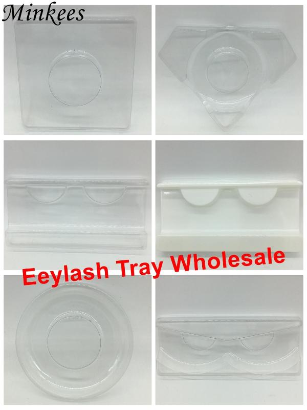 

Eyelashes Tray Wholesale Packaging Boxes Mink Lashes Clear Diamond Rectangle Round Tray Bulk Eyelash Makeup Tools