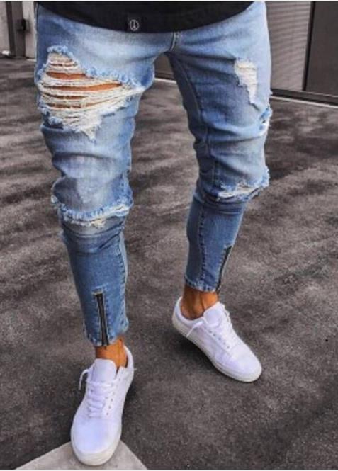 

Mens Skinny jeans Casual Slim Biker Denim Knee Hole hiphop Ripped Pants Washed High quality fashion multiple choices RTSW, 2006