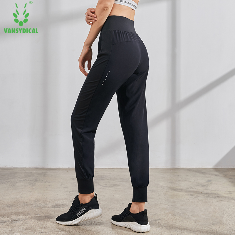 

Reflective Running Pants Women Elastic Waist Yoga Pants Loose Fitness Jogging Training Workout Sports Trousers Sportswear, Fp909501 black
