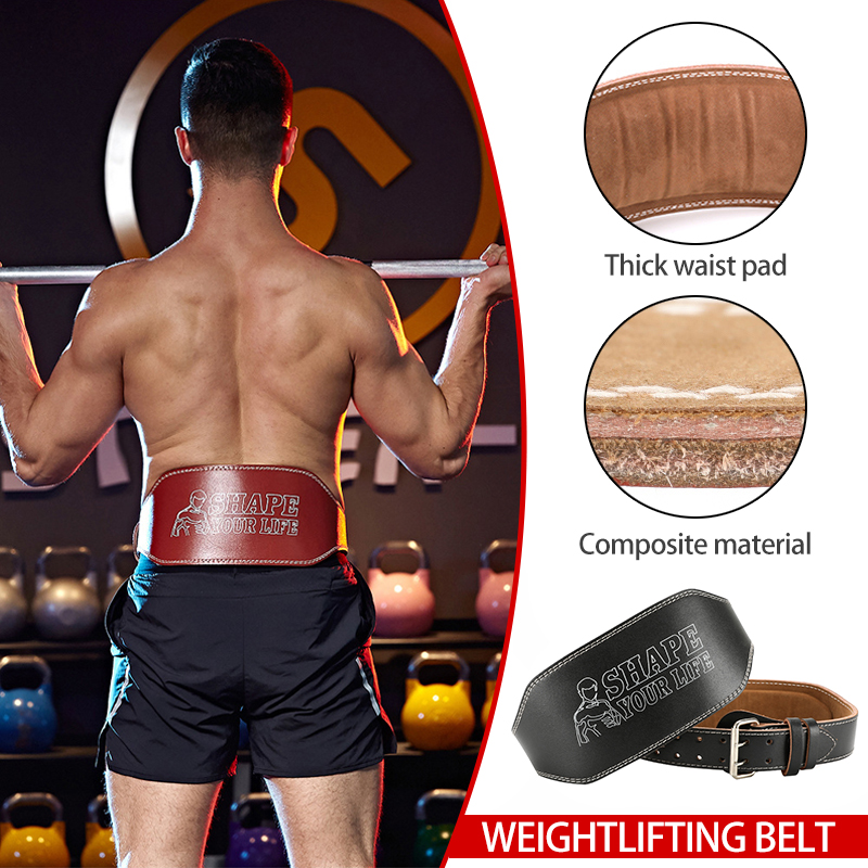 

Genuine Leather Weightlifting Belt Cowhide Lumbar Protection Barbell Gym Fitness Training Powerlifting Deadlift Back Support, Black 10cm m