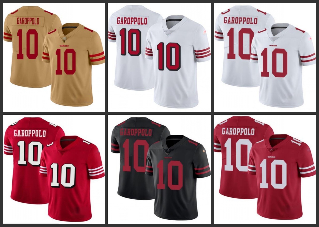 

San Francisco 49ers Men #10 Jimmy Garoppolo Red Team Color Men's Women Youth Stitched Vapor Untouchable Limited Jersey, Black;red