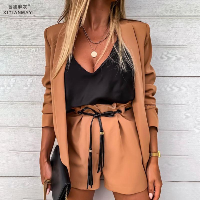 

Women' Suits & Blazers 2021 Simple Fashion Women Blazer Jackets Suit Female Maroon Retro Set Office Ladies Coats Elegant Streetwear D30, Yellow vest-short