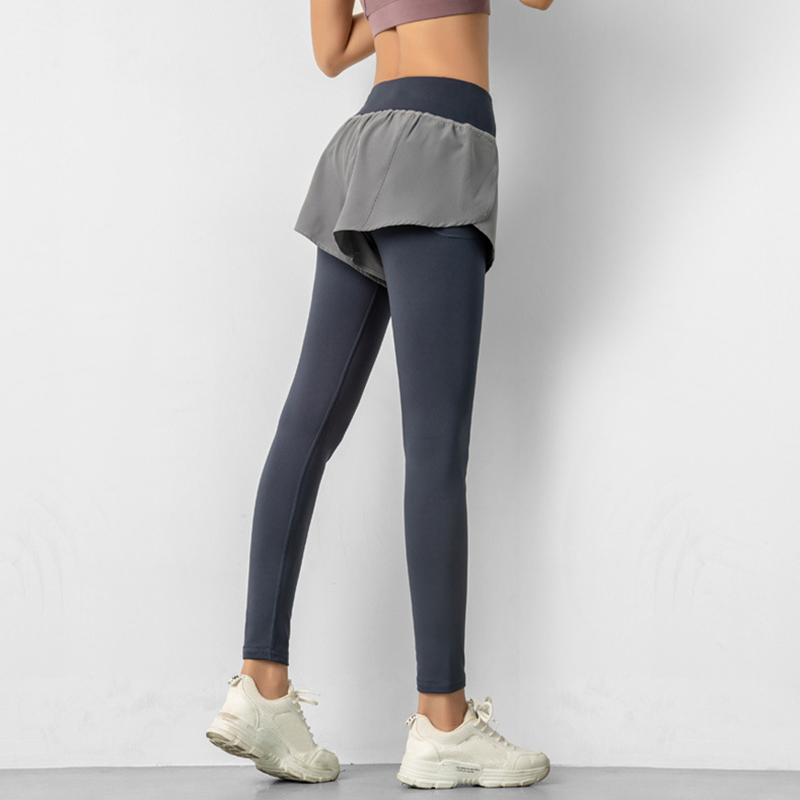 

Hot 2-in-1 Women Yoga Leggings Full Length Tummy Control Compression Workout Exercise Running Yoga Pant DO2, Black