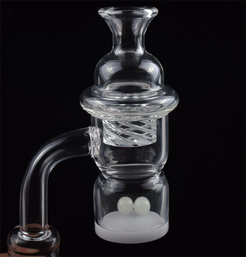 

Flat Top Splash Guard Opaque Bottom Quartz Banger With 10mm 14mm 18mm Quartz Nail With Cyclone Spinning Carb Cap and Terp Pearl ball