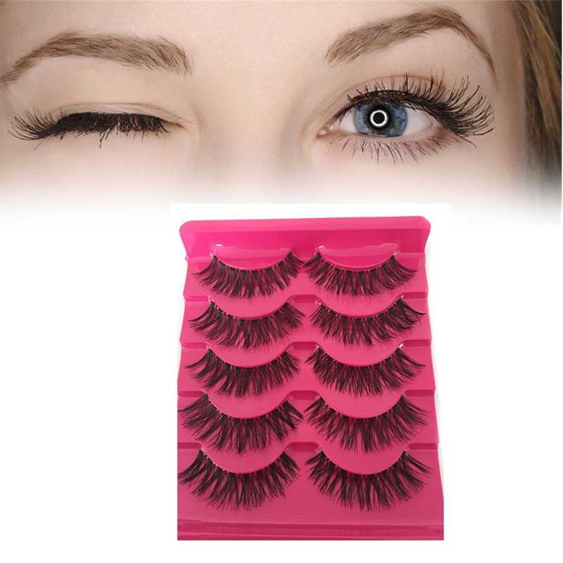

5 Pairs New Fashion Women Soft Natural Long Cross Fake Eye Lashes Handmade Thick False Eyelashes Extension Beauty Makeup Tools