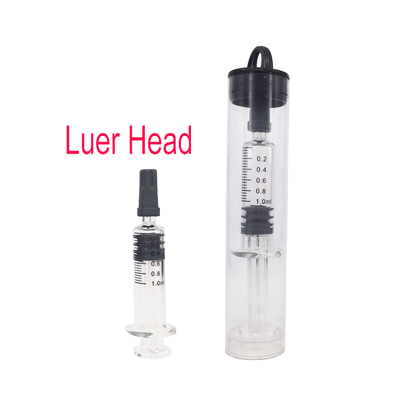 

PP Tube Packaging 100Pcs Lot 1ML Luer Lock Pyrex Glass Syringe tip Luer head injector for thick Oil Vape Cartridges Tank Clear Tube