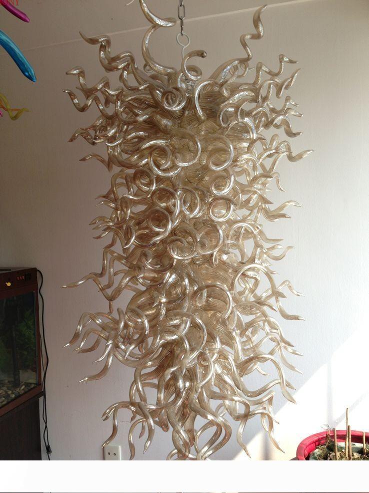 

Free Shipping AC Led Bulbs 110v 240v Bright Amber Mouth Blown Glass Art Wrought Iron Chandelier