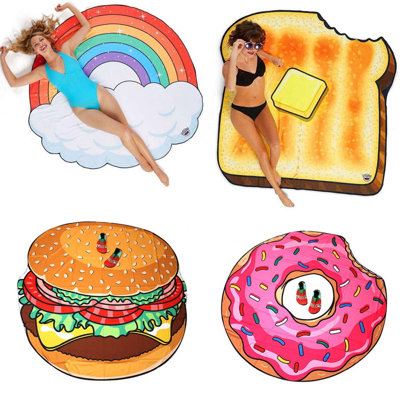 

Beach Towel Multiple Styles Ice Cream Fruit Pizza Printed Picnic mat Outdoors Sports Swimming Bikini Blanket Bath Towels Camping Pads