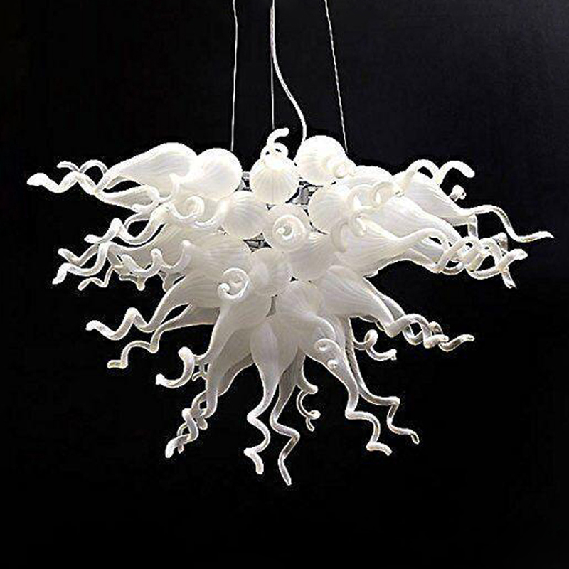 

Contemporary Blown Glass Pendant Lights 24 Inches White Color Wedding Decoration Lamparas LED BUlbs Modern Crystal Chandelier-L