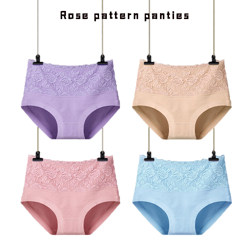 

Fashion Comfortable Women Panties Girls Breathable Cotton Casual Sexy Panties Flower Lace Briefs Ropa Interior Femenina, Black