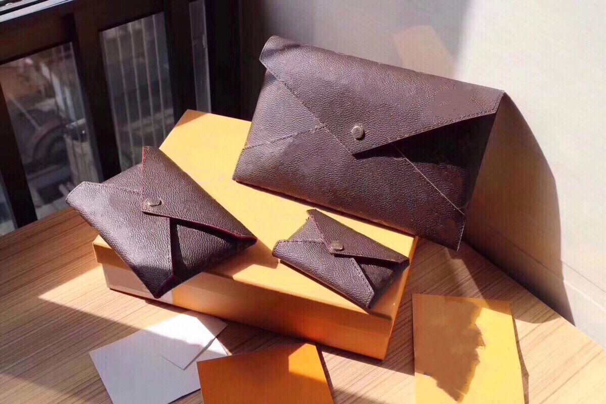

KIRIGAMI POCHETTE Collection Three Individual Envelopes Fit Inside Each Other Large Laptop Medium Passport Small Cards, Brown top version inside no baubles