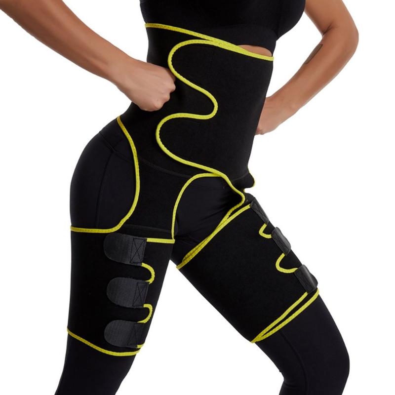 

Women Hot Sweat Slim Thigh Trimmer leg Shapers Firm control Waist Trainer Pants Neoprene Heat Compress Girdle Fat Burning Shaper, Yellow