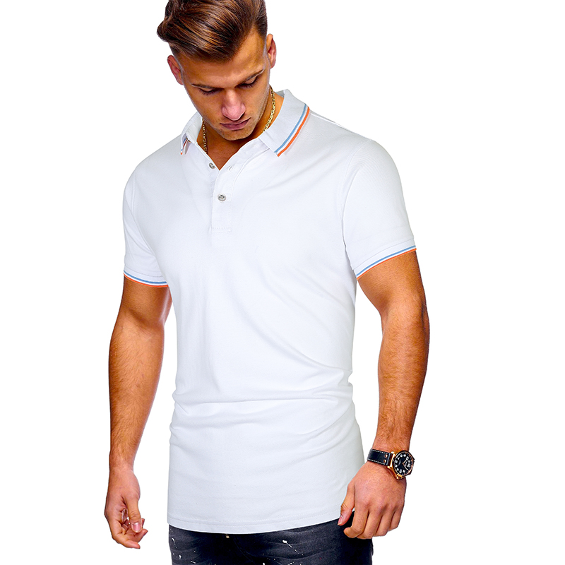 

2020 summer new casual fashion men's solid color neckline stripes stitching short sleeve shirt fashion trend shirt