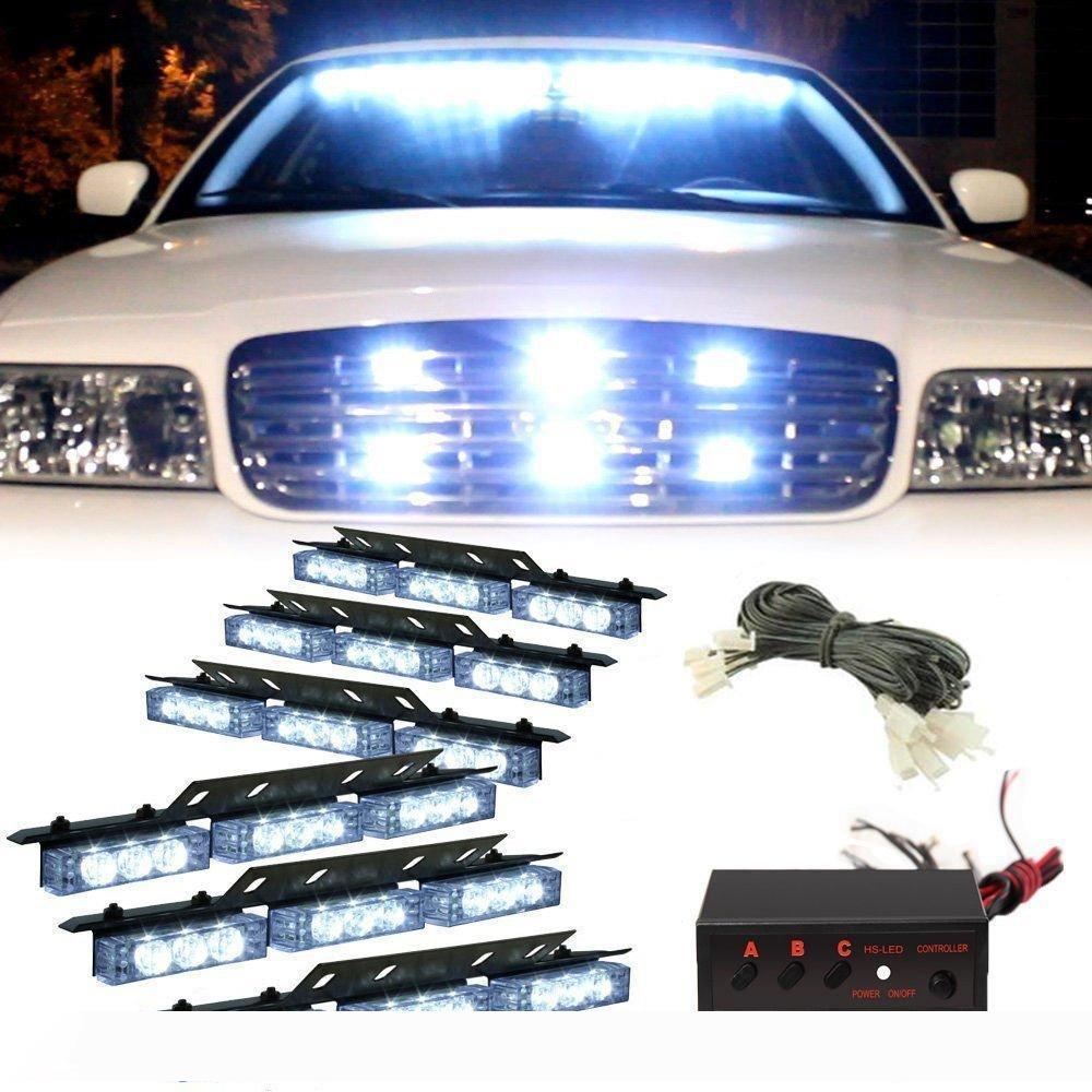 

Amber White White &Amber 54 LED Emergency Vehicle Strobe Flash Lights for Front Deck Grille or Rear light flash