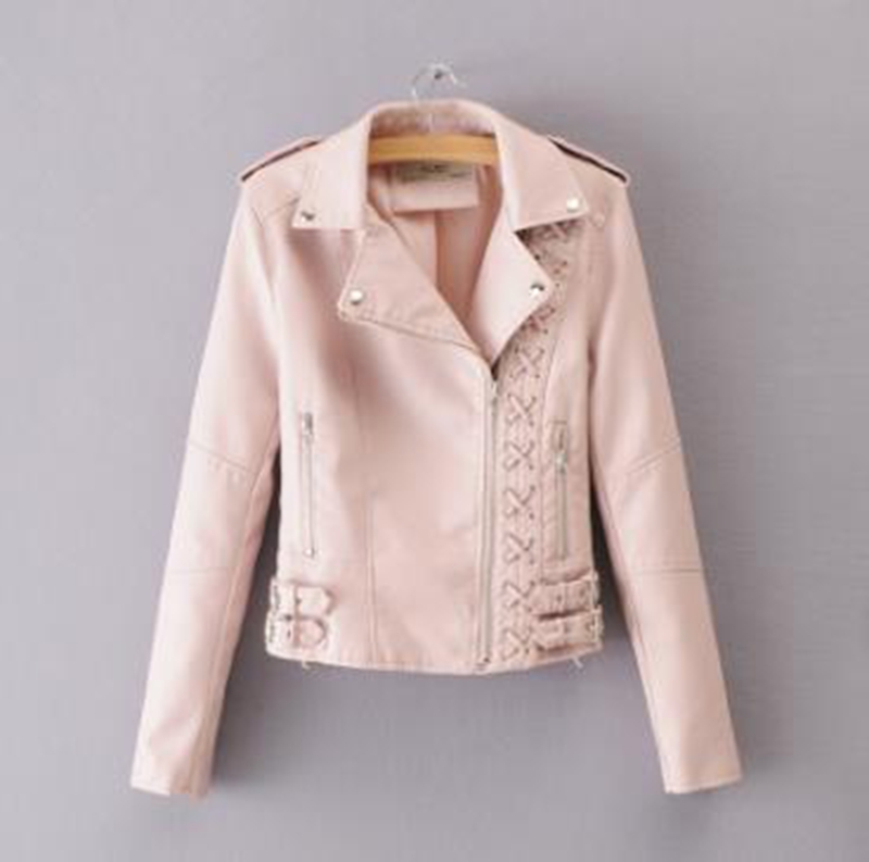 

Wholesale fashion women's spring and autumn new style PU leather short slim jacket small coat, Black