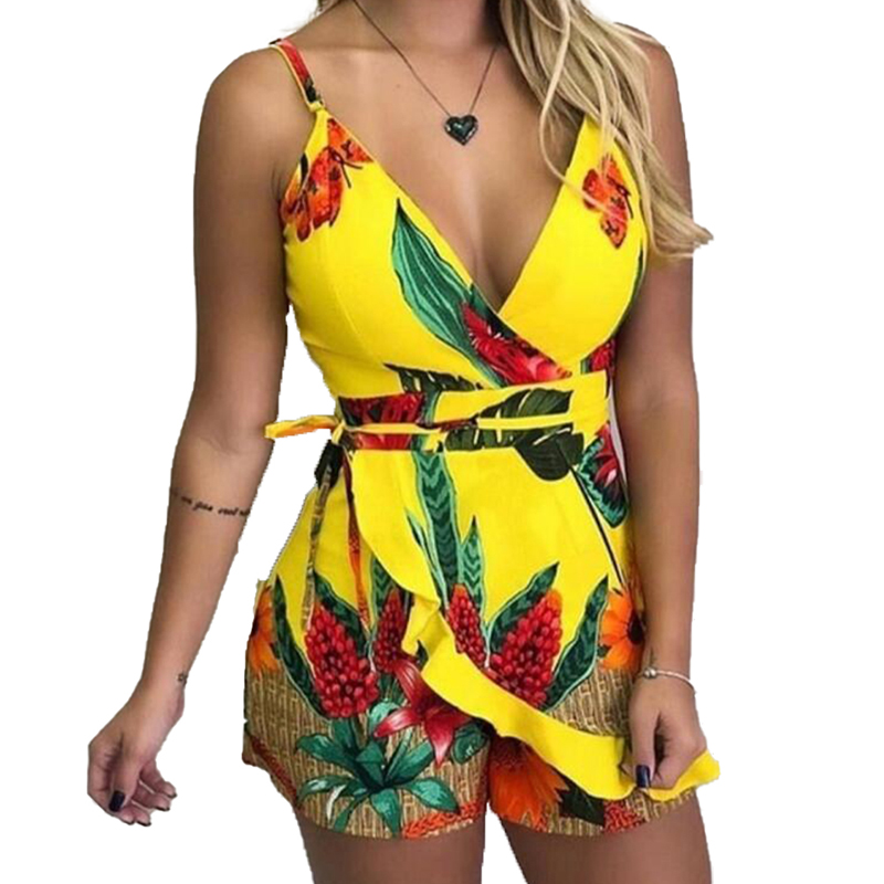 

Women Sleeveless Jumpsuits Butterfly Print Sexy Deep V-neck High Waist Design Summer Clothing Plus Size, Blue