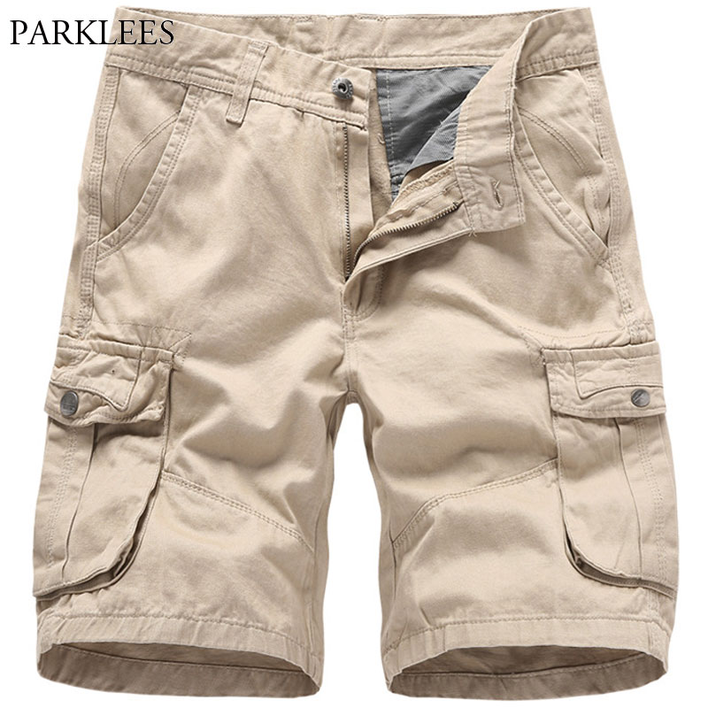 

2020 Summer Cargo Shorts Men Brand New Solid Color Mens Bermudas Masculina Male Short Pants Comfortable Cotton Loose Work Shorts, Black