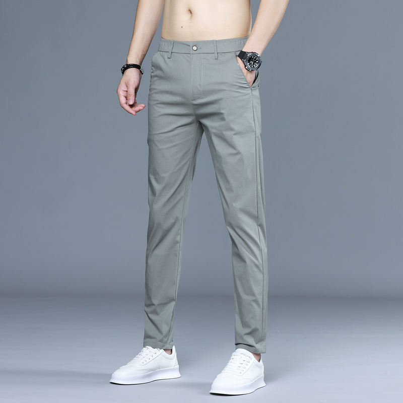 

2020 hot Summer Mens fashion sweatpants clothing casual Cotton pants mens slim straight pants men trousers Small feet Long, Black
