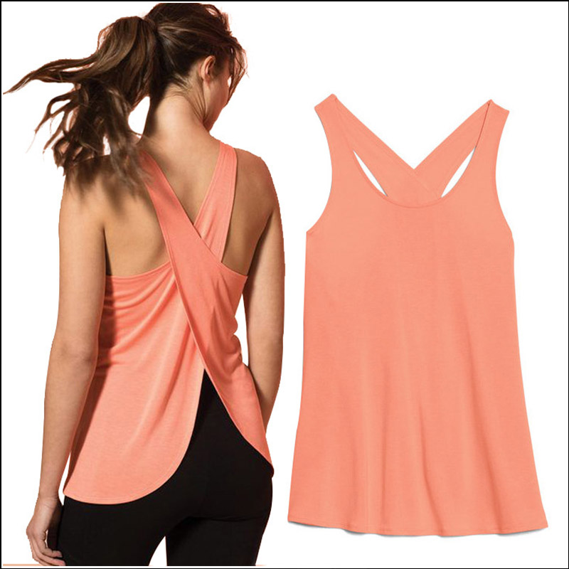 

Zhangyunuo Yoga Solid Sport Vest Backless Fitness Tank Tops Women Active Wear Gym Crop Top Dyr Fit Solid Workout Sexy Shirt, Black
